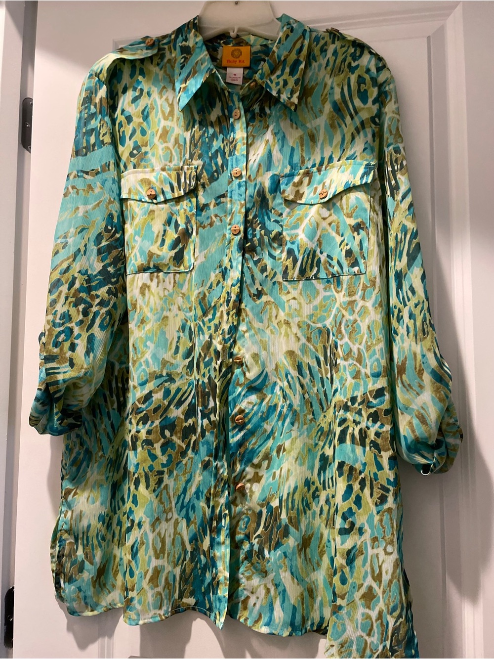 Ruby Rd Abstract Animal Print Tunic Size 16 Multicolor Breezy Layering